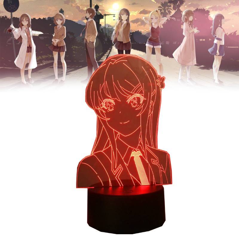 Rascal Does Not Dream Of A Dear Friend Mai Sakurajima 3d Touch Led Night Light With Remote Control For Bedroom Decor