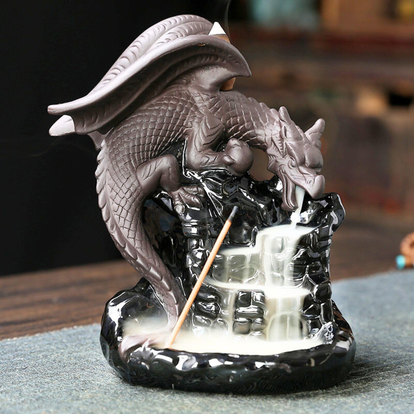 

[HARGIO] Дымовой фонтанчик, Стильный керамический курильница для обратного потока благовоний, Благовония «Текущая река», Милый декор для удачи, Фэн-шуй,