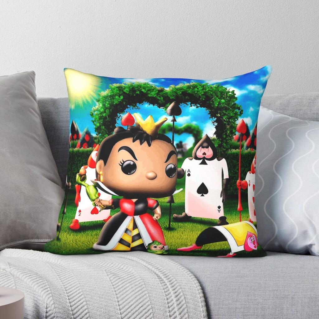 Queen Of Hearts Off With His Head Square Pillowcase Polyester Linen Velvet Pattern Zip Decorative Home Cushion Cover