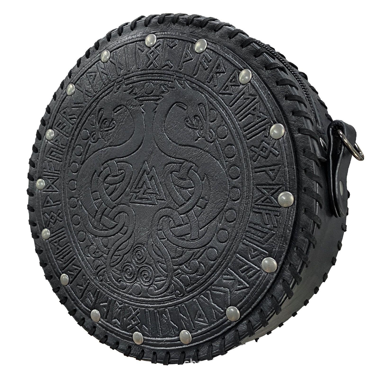 

Vintage Medieval Embossed Studded Shoulder Bag Women Braided Rope Round Large Capacity Crossbody Bag Ladies Personality Bag 2025 20x20x5.5cm