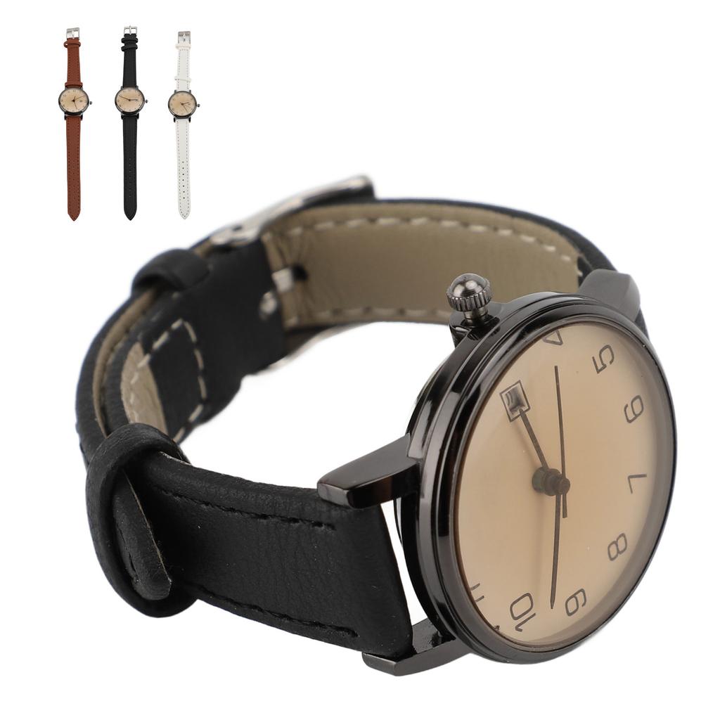 Women Simple Classic PU Leather Analog Quartz Watch Date Arabic Numerals Vintage Casual Watch for La