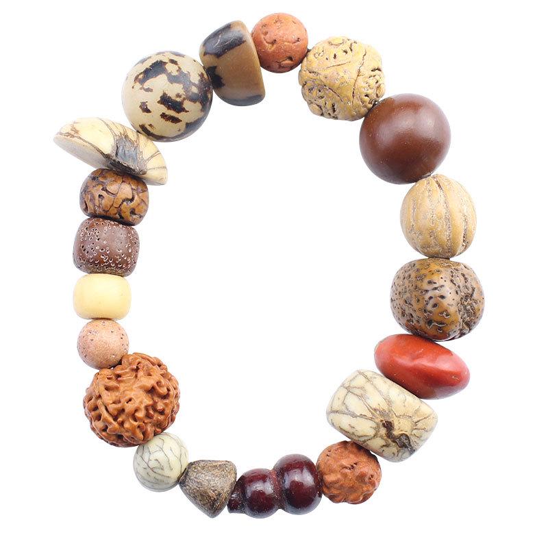 Creative Bodhi Seed Bracelet: 108 Beads for Meditation, featuring Eighteen Treasures, Star Moon, Vajra, and White Jade Bodhi.