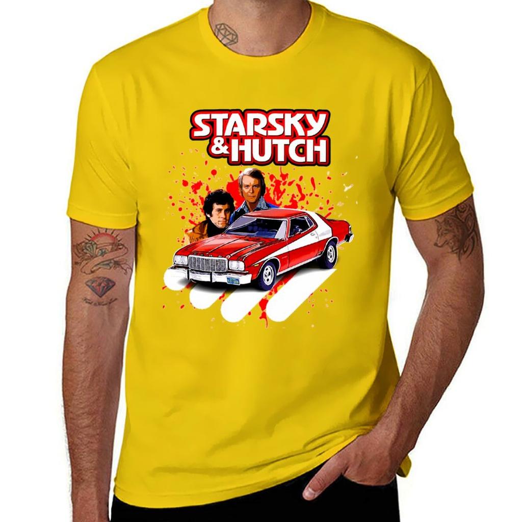 Koszulka z serialu telewizyjnego Starsky i Hutch, koszulka z krótkim rękawem, anime, ubrania męskie