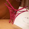 Sexy Lingerie Women Transparent G-strings Thongs Crotch Opening Lace Panties with Bowknot for Ladies