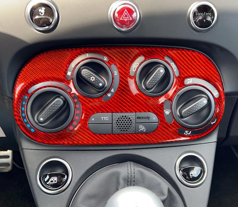 Carbon Fiber AC Switch Frame Sticker for Fiat 500 Interior
