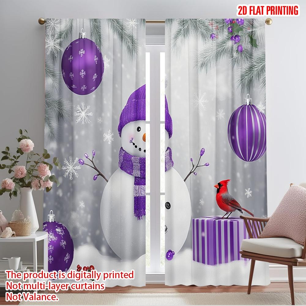 

2pcs,2D plane printing Light Filtering Curtains Cute Snowman Purple Ornaments_a (2) Versatile Durable Polyester (without rod) 52.50×116.00 CM 2pcs