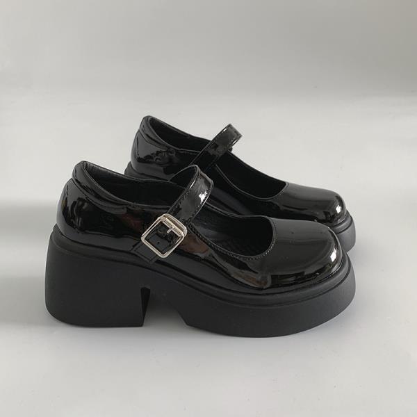 

Fashion Flat Black Shoes For Women Oxfords Autumn Shallow Mouth All-Match Clogs Platform Female Footwear Leather New Fall Creepers Summe 35