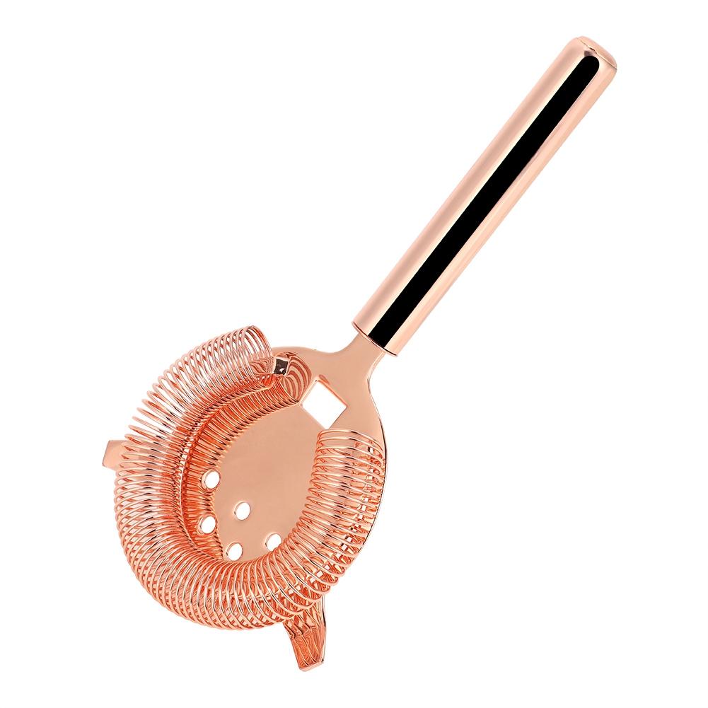 Stainless Steel Cocktail Strainer Shake Drinks Ice Mixed Filter for Bar Club Party (Rose Gold)