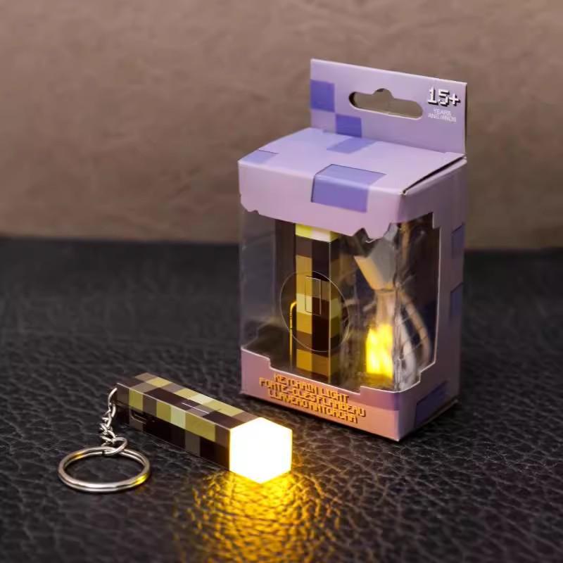 Minecraft Torch Keychain & Totem Pendant with King of Glory Backpack & Resurrection Armor