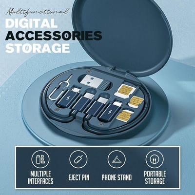 Caixa de cabo multifuncional caixa de cabo usb c tipo-c micro relâmpago 60w cabo de alimentação sim ejetor pino tf caixa de slot para cartão