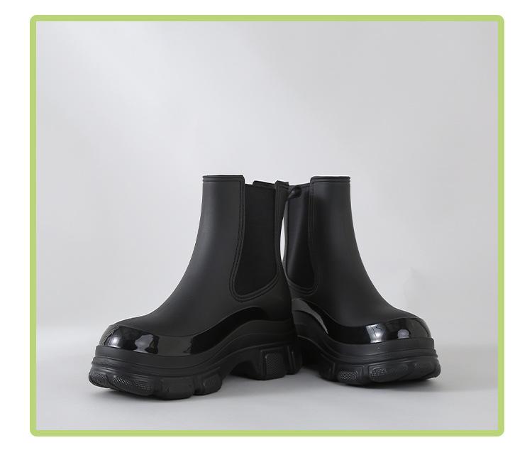 Korean Style Women's Waterproof Chelsea Rain Boots - Mid-Calf Rubber Overshoes with Thick Sole Fashion.