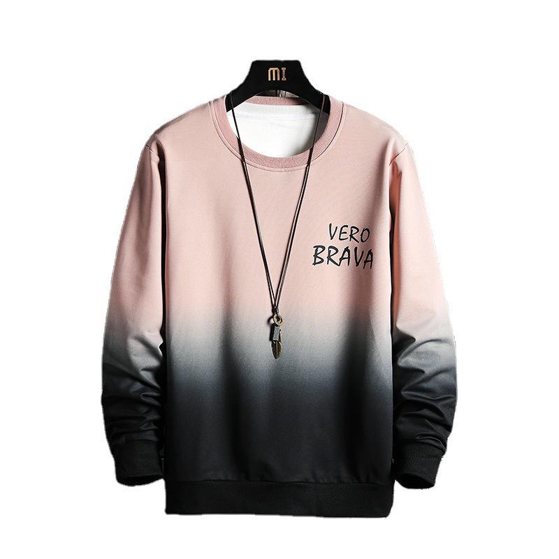 Men's Gradient Color Casual Round Neck Sweatshirt - Trendy Korean Style, Loose Fit for Spring and Autumn