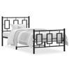 VidaXL Metal Bed Frames with Headboard Footboard, Single Bed with Slat Base, Adult Bed with Feet for Bedroom, 374251