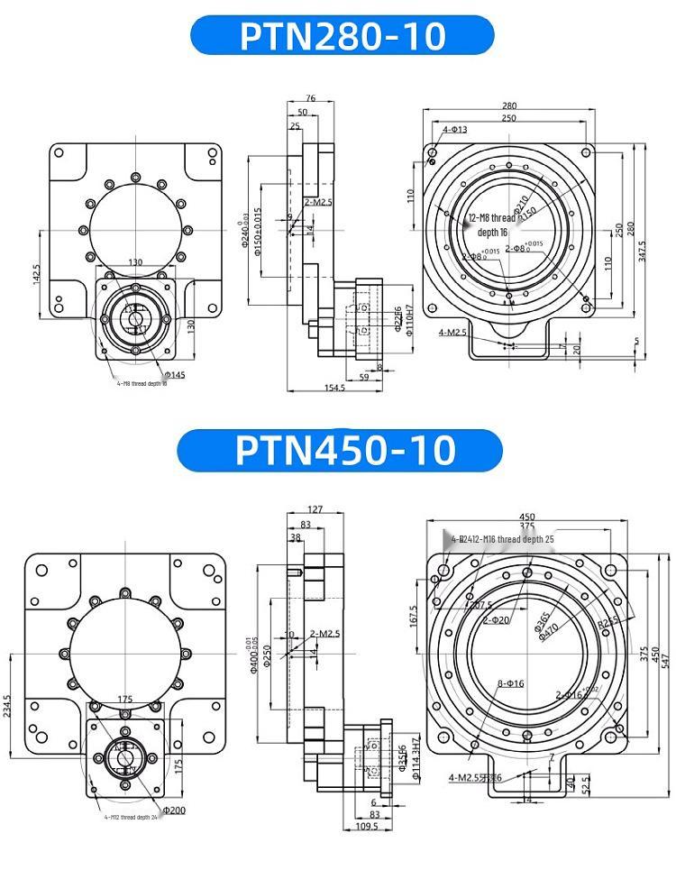 Hollow Rotary Table Reducer PTN60/85/130 with Stepper & Servo Motor Angle Divider