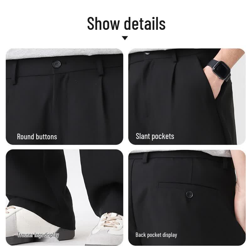 Shanshan Men's Cool-Feeling Straight-Leg Business Casual Pants