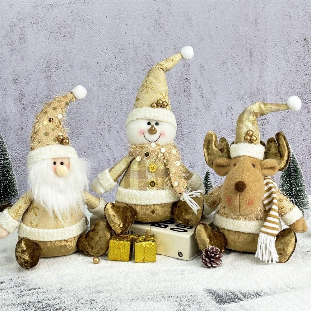 Tabletop Doll Santa Claus Doll Realistic Christmas Elk Plush Toy  Christmas Atmosphere