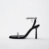 Fashion Diamond high-heeled sandals for women's summer new style square toe exposed temperament European and American one-piece sandals
