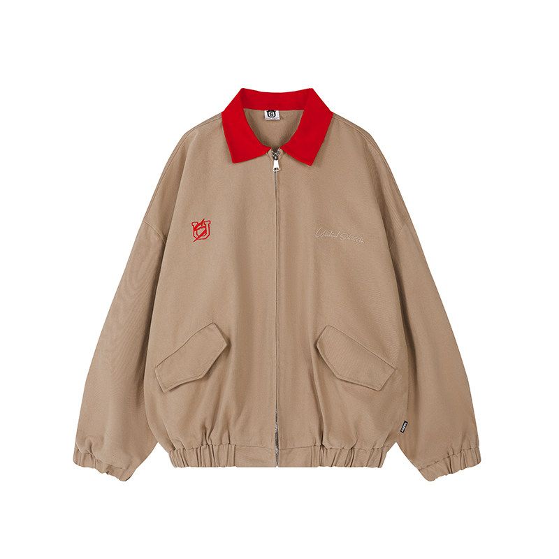 

Us Federal Street Brand American Retro Lapel Detroit Jacket Trendy Cool Hip-Hop Loose Coat Autumn Winter Unisex Shallow khakis XL