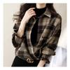 Navava Women Shirring Sleeve Long Sleeve Check Shirt Nb1760