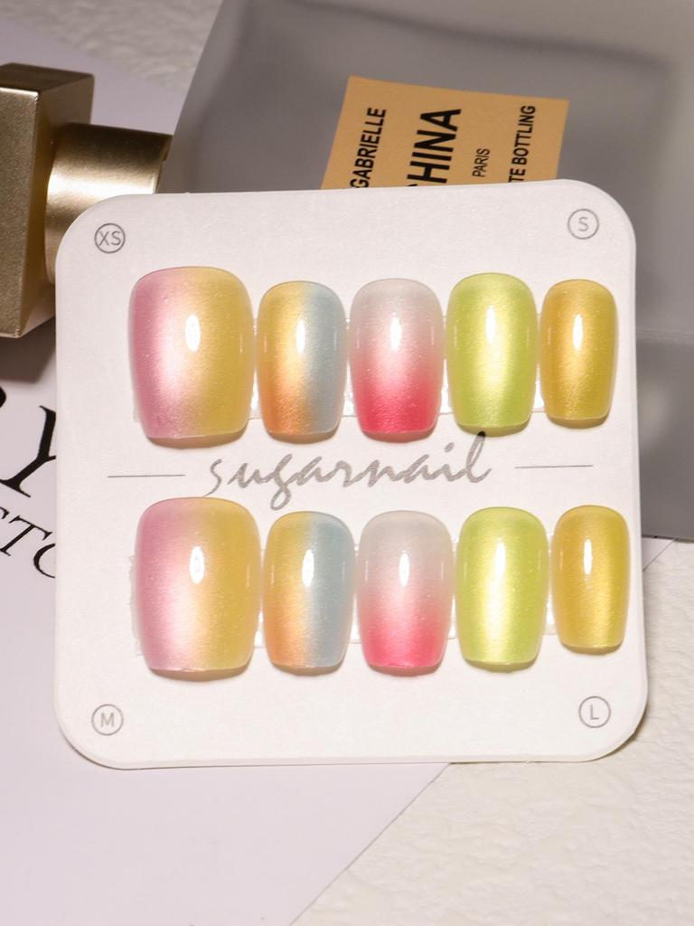 Butterfly & Cat Eye Wearable Nail Kit - Cute Short Manicure Pieces