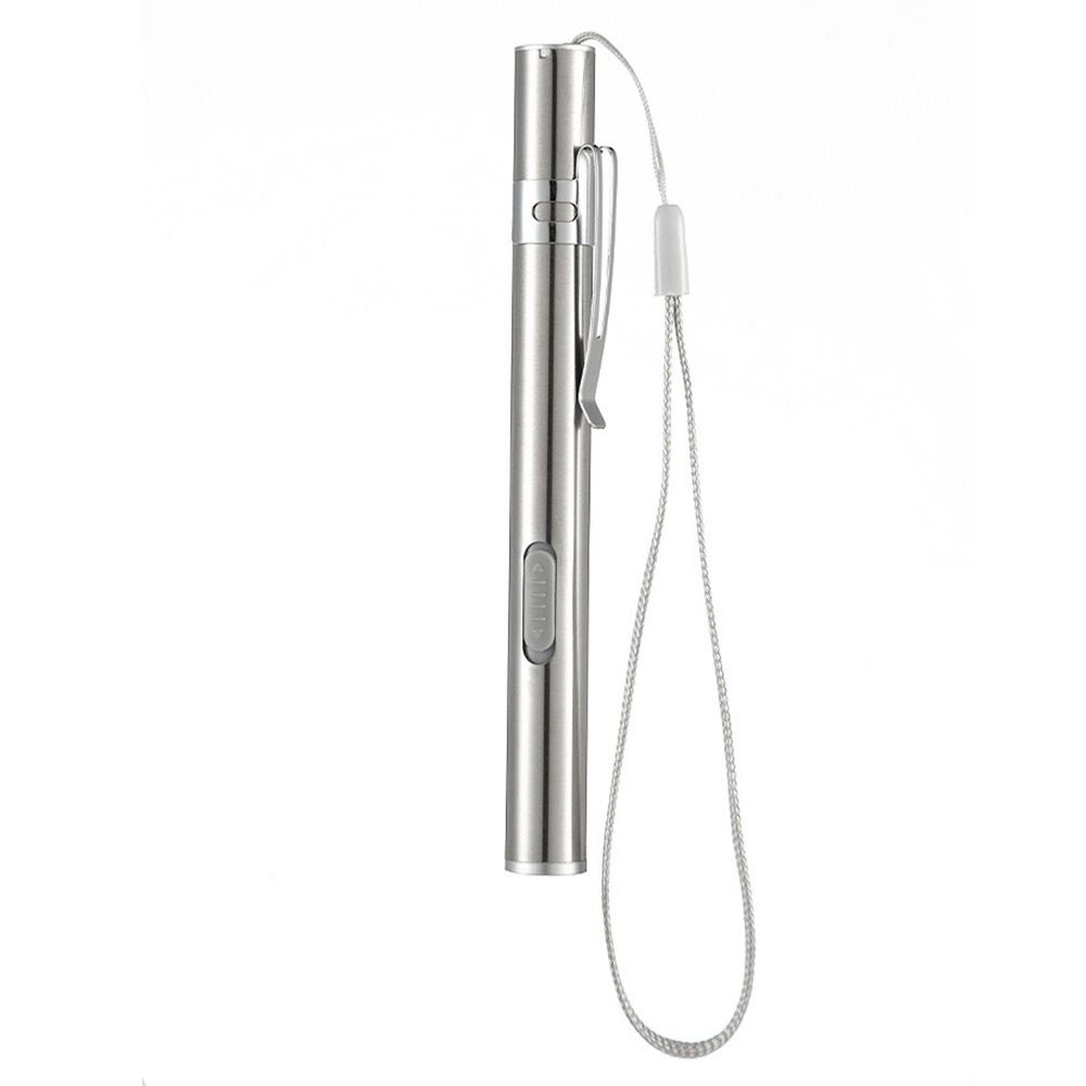 Stainless Steel Nurse Pocket Flashlight Yellow/ White Light LED Mini Torch Camping