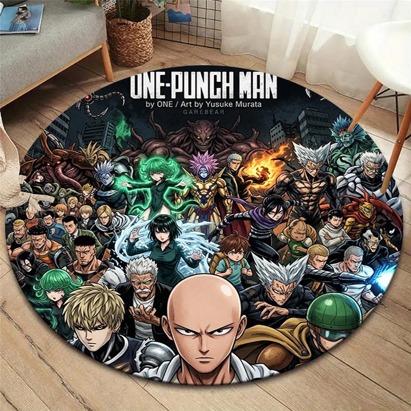 Onepunch Man Round Area Rug Carpet Rug For Living Room Bedroom Sofa Playroom Decor Nonslip Floor Mat
