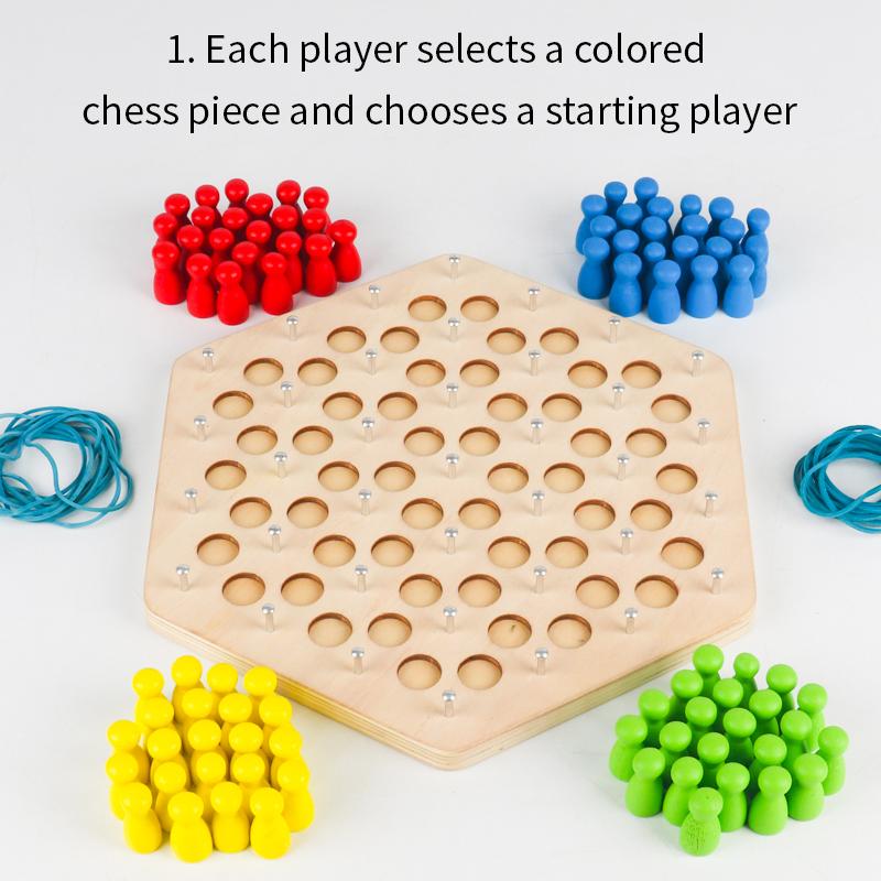 Kid Chain Triangle Chess Social Board Game Battle Chess Game Wooden Toy for Parent-Phild Interaction Family Party Logic Thinking