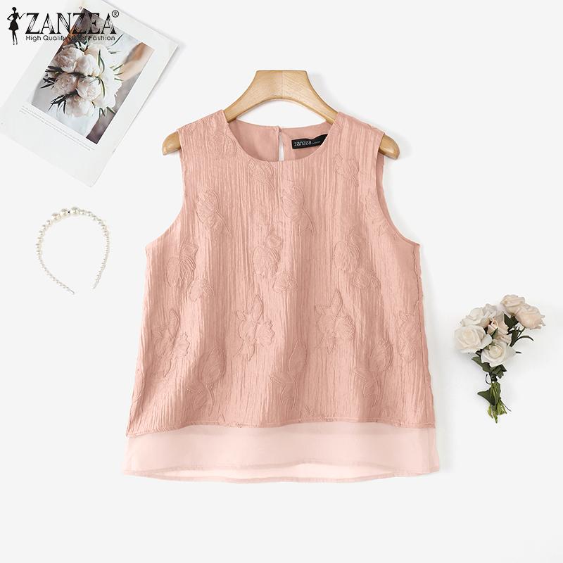 ZANZEA Vintage Womens Sleeveless Retro Ethnic Texture Casual Tank Tops