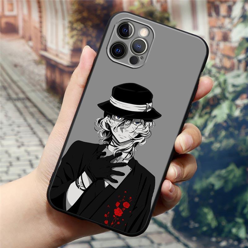 Pouzdro na telefon Cartoon Anime Bungou Stray Dogs Dazai Osamu pro iPhone14 13 12 11 Pro Max 8 7 SE XR XS Plus Černý měkký silikonový kryt