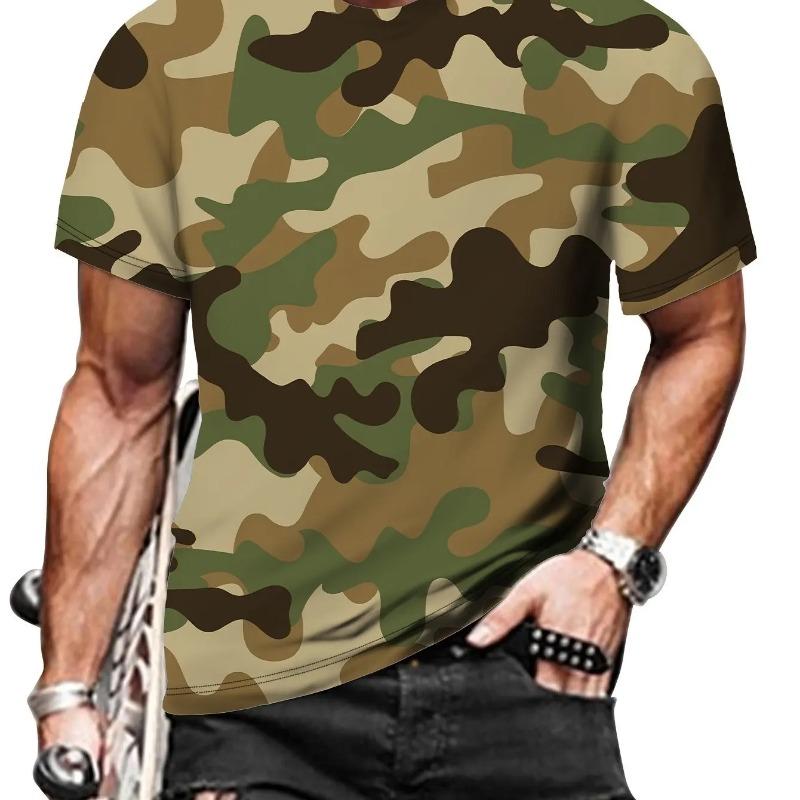 Camouflage Print Men's Tshirt Casual Comfortable Streetwear 3D Summer Outdoor Short Sleeve Crew Neck Sports Top Training T-shirt