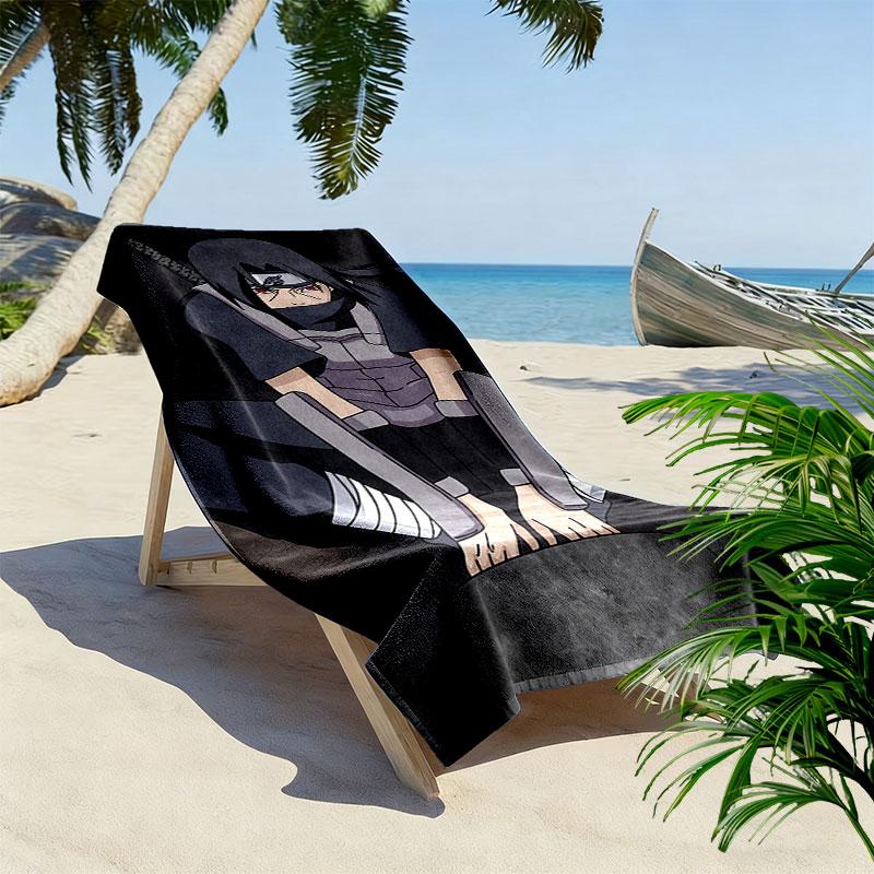 Uchiha Sasuke Print Beach Towel, Large Soft Quick Dry Towel for Beach Camping Swimming