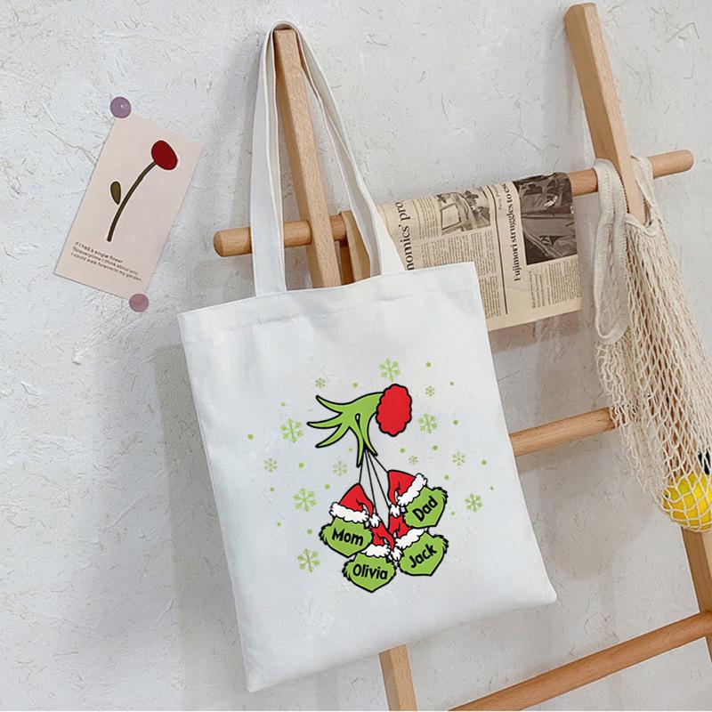 Christmas Printed Shoulder Bag Student Casual Handbag Large Capacity Canvas Bag
