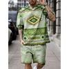Summer Fashion Casual Men's Suit 3D Printed Sportswear Short-sleeved Suit Oversized Round Neck T-shirt Shorts 2-piece