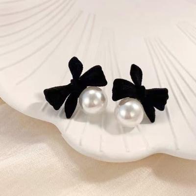 Boucles d'oreilles Diana Ruban Noir pour Femme (Aiguille d'argent)