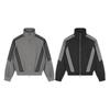 Unisex Retro Sporty Zip-Up Jacket With Stand Collar Triple Stripe Detail Loose Fit Nylon Outerwear