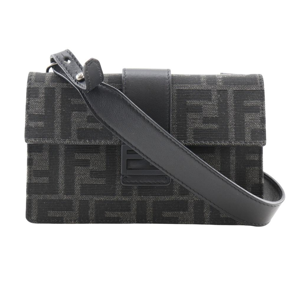 FENDI Marsupio Baguette Shoulder Bag 7M0295 3WAY clutch black Nylon canvas/leather mens Used