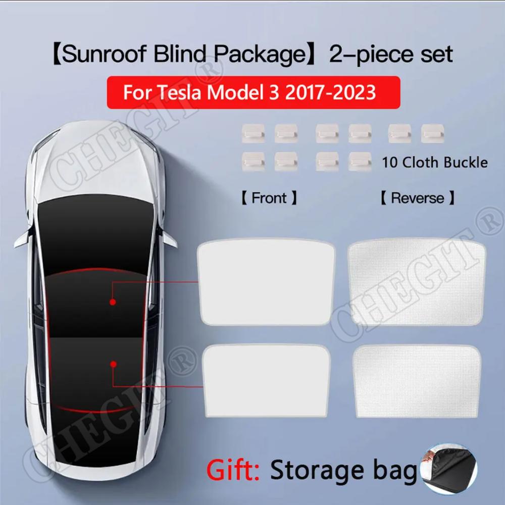 Sun Shades For Tesla Model 3/ Y 2017-2025 Ice Cloth Buckle Sun Pare Glass Front Rear Glass Roof Sunroof Skylight Accessories