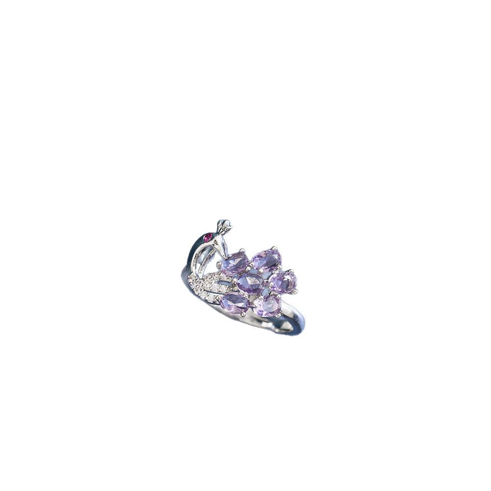 Purple Zircon Rhinestone Swan Ring - Trendy, Fashionable, and Exquisitely Individualistic Light Luxury Open Finger Ring