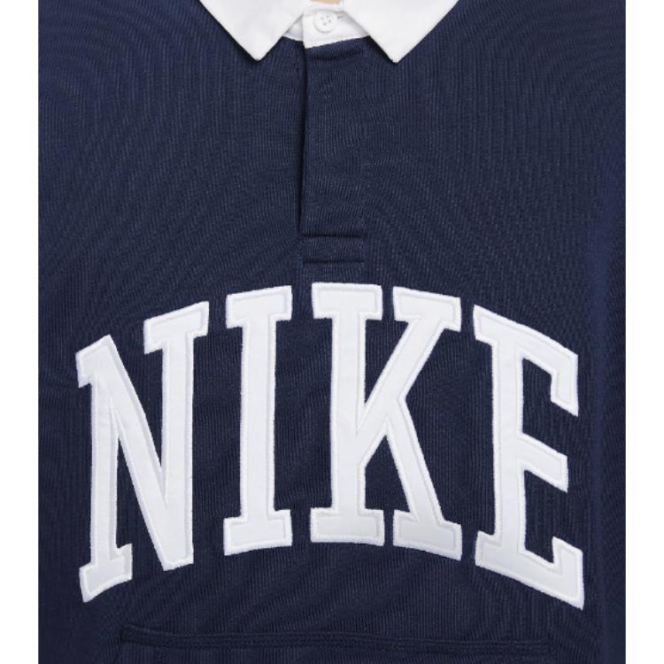Nike Fitted Pullover Long Sleeve Polo Men Tops Navy-Blue FN3113-410