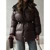 2025 Winter New Women's Drawstring Slim Fit Cotton Coat with Hood Zipper Warm Comfortable Outerwear for Europe and America