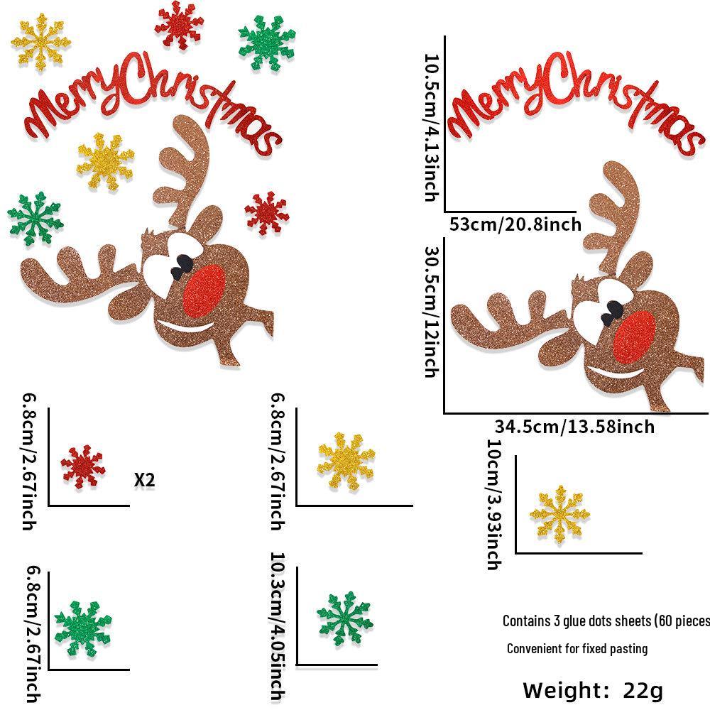 Felt Cartoon Reindeer Door Stickers - Christmas Window Decorations
