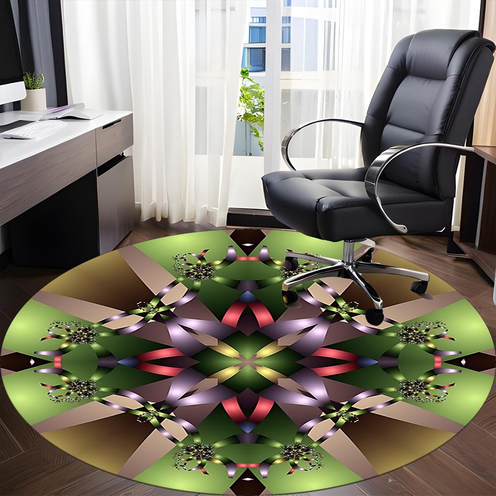 1pc Kaleidoscope PatternsChair Carpet for Office, Indoor Non-Slip Washable Polyester Fiber Carpet, Mat For Office, Machine Washable