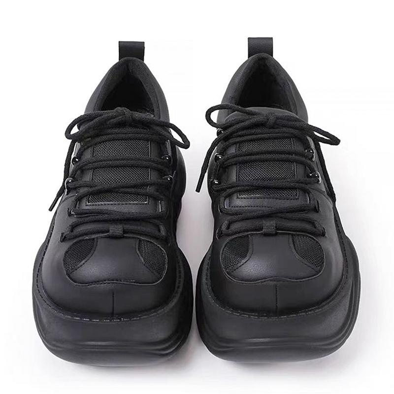 Fashion Luxury Designer Punk Style Women Pumps Chunky High Heel Platform Metal Decoration Casual Leather Single Shoes Retro Spice Girl