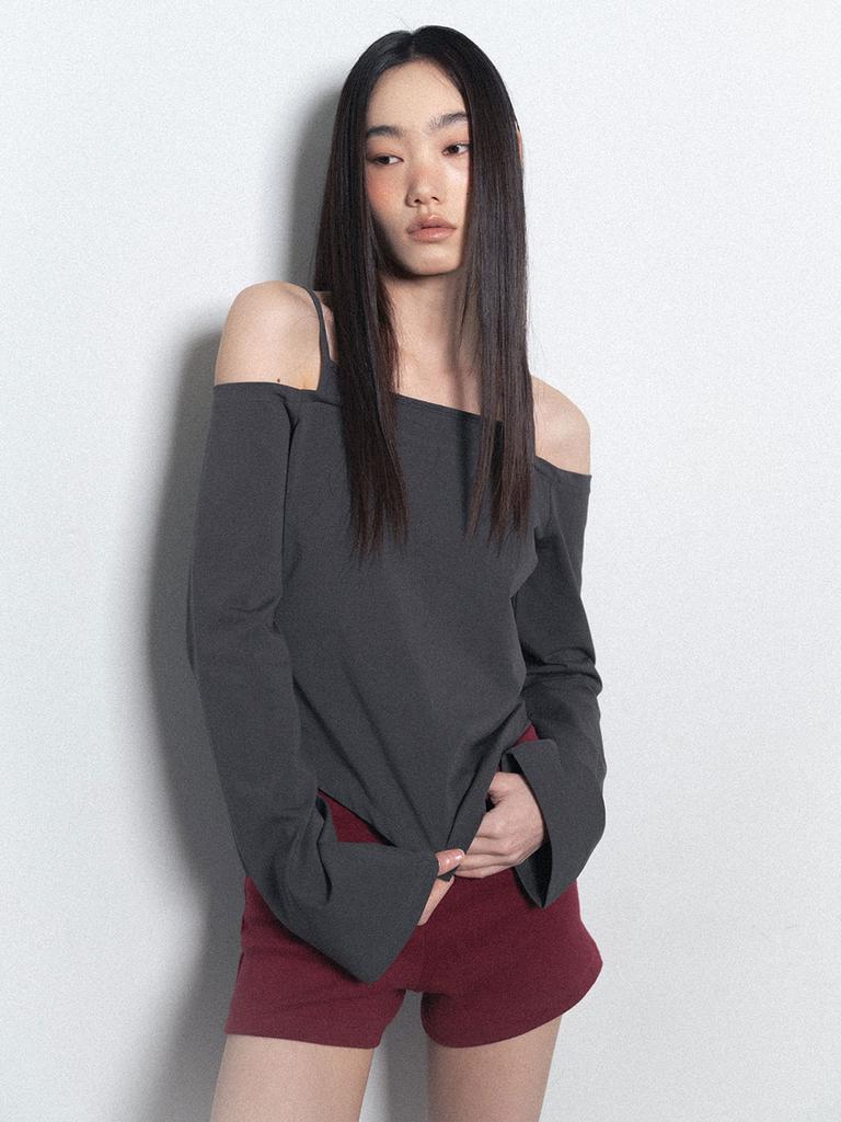 VISUS Fold Over Shorts_Burgundy
