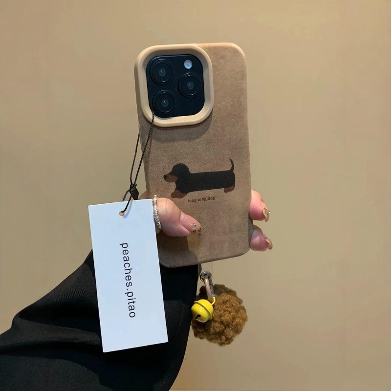 Câine Teckel din Piele Maro Coreeană Potrivit pentru Husă Telefon IPhone 13 Apple 16promax Model Nou 15 14