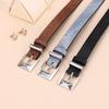 Womens Genuine Leather Belt With Alloy Pin Buckle Slim 2.4cm Waistband Jeans Office Or Casual Outfit
