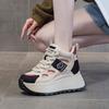 High-top Casual Sports Shoes for Women's Autumn and Winter New Thick-soled Heightening Small Color Matching Velvet Thickened Dad Shoes
