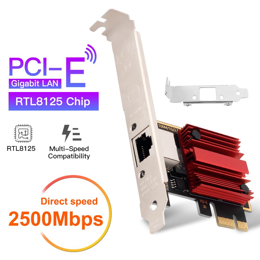

RJ45 LAN Network Card 2.5G Gigabit Ethernet RTL8125 PCIE - Gaming Adapter