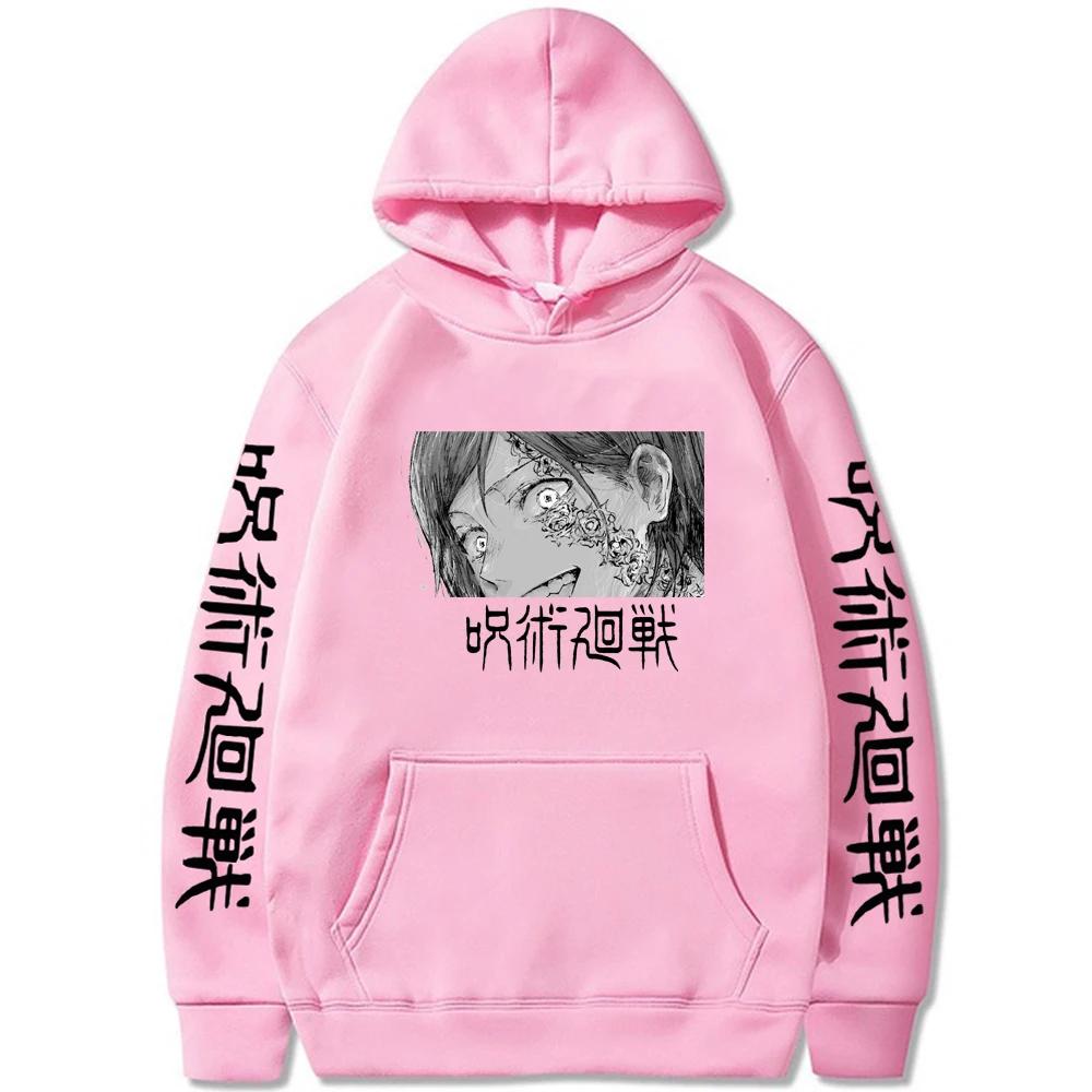Mode Anime Jujutsu Kaisen Kugisaki Nobara Hoodies Cool Cartoon Schwarz-Weiß-Druck Harajuku Streetwear Casual Sweatshirts