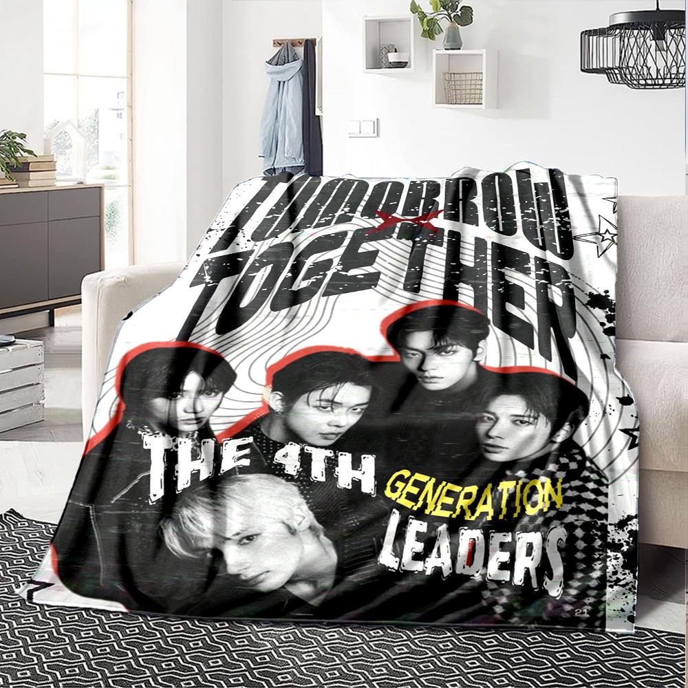 Txt Print Flannel Blanket High Quality Warm Comfortable Cover for All Seasons Perfect for Gifts Home Decor
